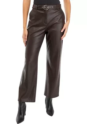 Women's Vegan Leather Self Buckle Pants