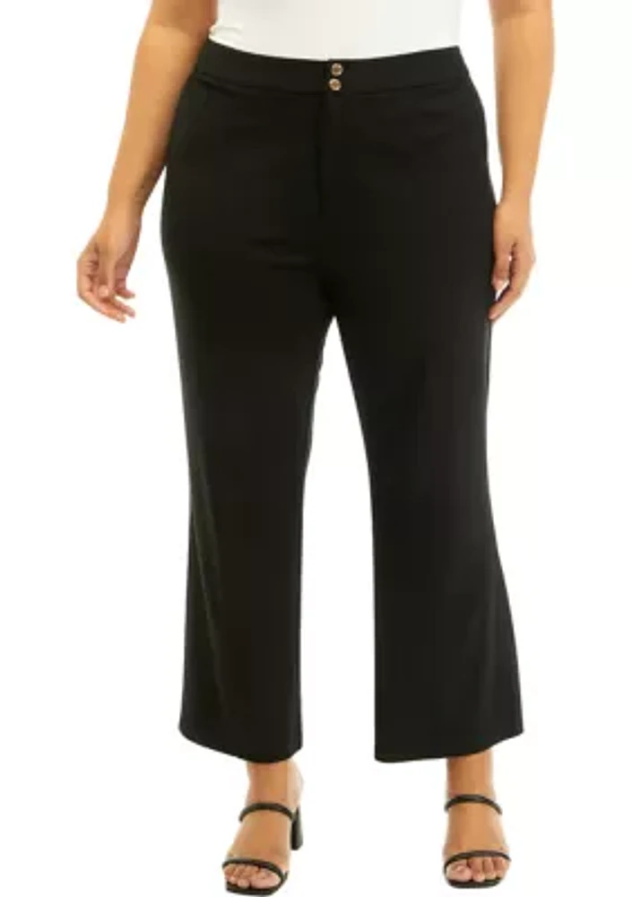 Plus Solid Wide Leg Pants