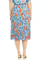 Women's Floral Printed Pleated Midi Skirt