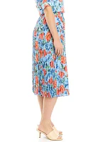 Women's Floral Printed Pleated Midi Skirt