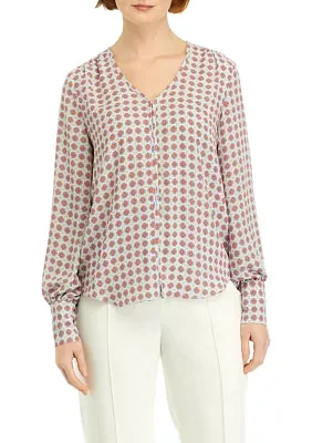 Women's V-Neck Geometric Printed Blouse