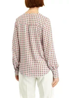 Women's V-Neck Geometric Printed Blouse