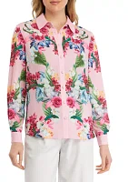 Women's Floral Printed Button Front Blouse