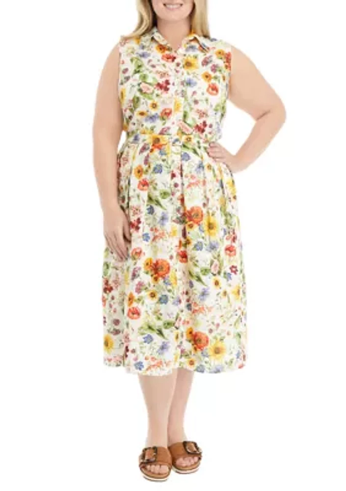 Plus Sunray Garden Print Dress