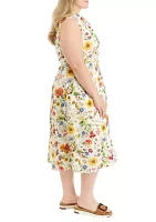 Plus Sunray Garden Print Dress