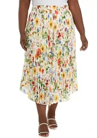 Plus Sunray Garden Print Skirt