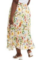 Plus Sunray Garden Print Skirt