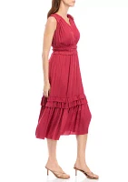 Women's Sleeveless Smock Waist Airflow Dress