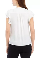 Women's Flutter Sleeve Solid Blouse