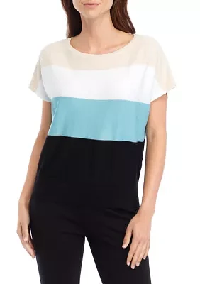 Women's Short Sleeve Color Block Sweater