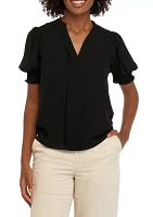 Petite V-Neck Blouse