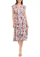 Women's Short Sleeve Floral Shirtdress