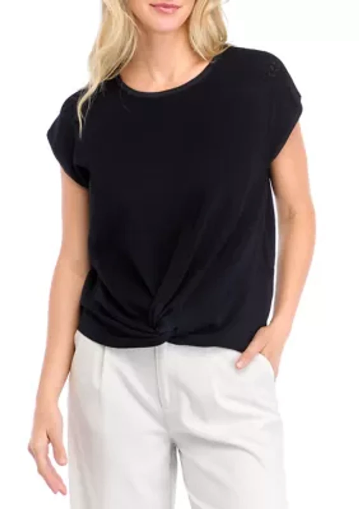 Women's Short Sleeve Twist Front Top