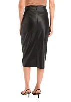 Women's Vegan Leather Midi Wrap Skirt