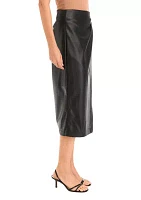 Women's Vegan Leather Midi Wrap Skirt