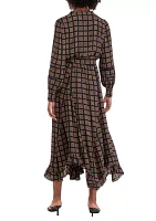 Women's Long Sleeve Button Down Printed Maxi Dress