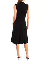 Women's Sleeveless Mock Neck Ribbed Dress