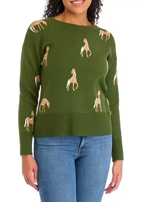 Women's Horse Printed Sweater