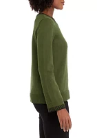 Women's Long Sleeve Crew Neck Whipstitch Top