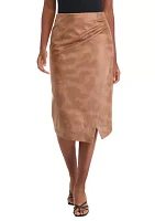 Women's Faux Wrap Printed Pleated Skirt