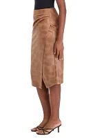 Women's Faux Wrap Printed Pleated Skirt