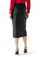 Women's Vegan Leather Slim Maxi Skirt with Pockets