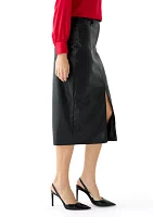 Women's Vegan Leather Slim Maxi Skirt with Pockets