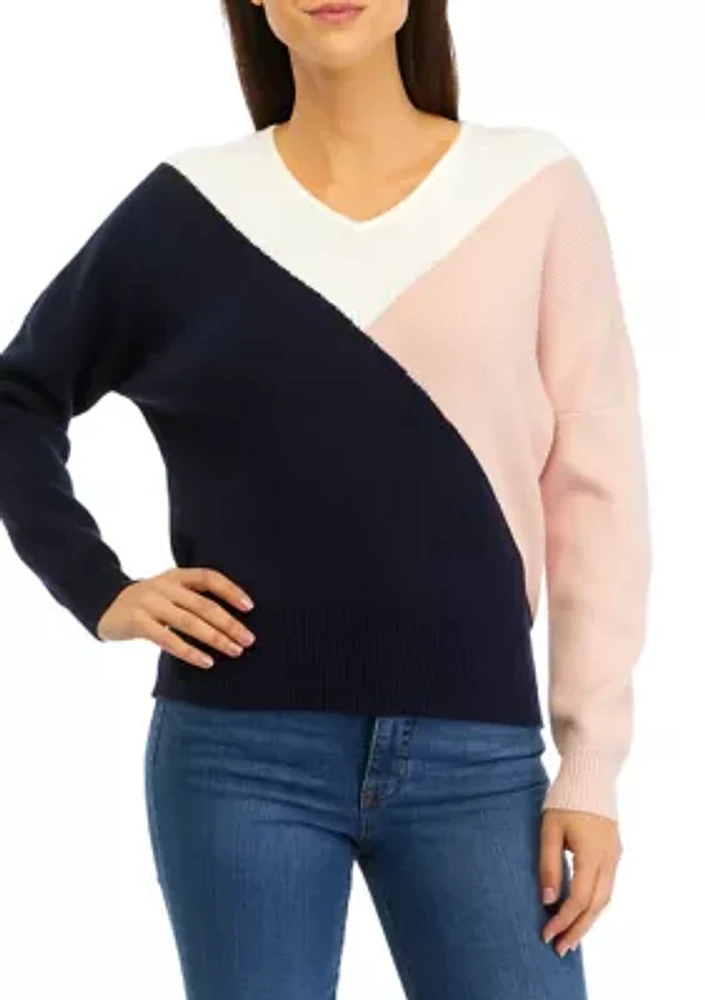 V-Neck Color Block Sweater