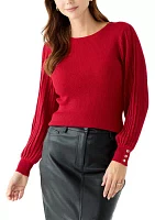 Women's Satin Shimmer Lurex Ribbed Sweater