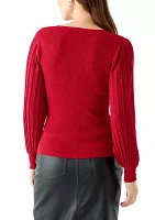 Women's Satin Shimmer Lurex Ribbed Sweater