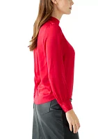 Women's Long Blouson Sleeve Mock Neck Top