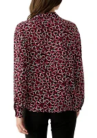 Women's Long Sleeve Printed Button Down Blouse