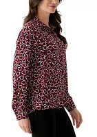 Women's Long Sleeve Printed Button Down Blouse