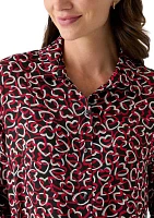 Women's Long Sleeve Printed Button Down Blouse