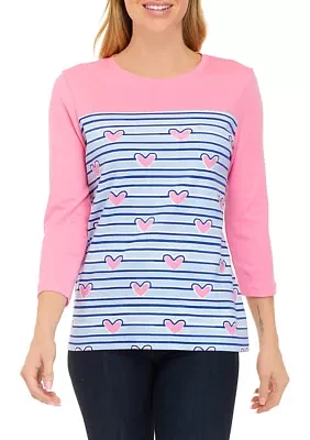 Women's 3/4 Sleeve Crew Neck Yoke Graphic Shirt