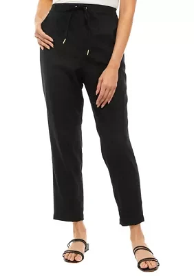 Women's Linen Tie Front Slim Pants