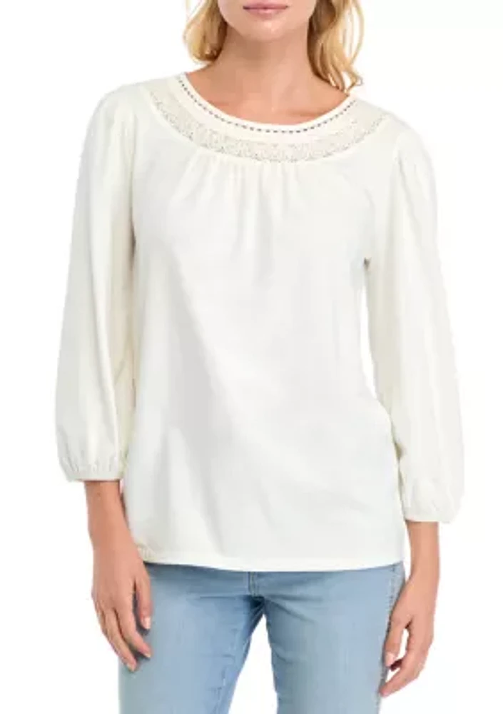 Women's 3/4 Sleeve Knit Peasant Top