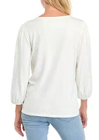 Women's 3/4 Sleeve Knit Peasant Top