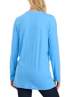 Women's Long Sleeve Split Neck Tunic Top