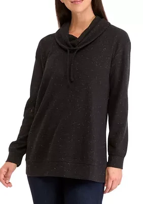 Women's Long Sleeve Ottoman Cowl Neck Tunic Sweater