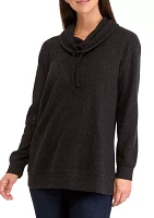 Women's Long Sleeve Ottoman Cowl Neck Tunic Sweater