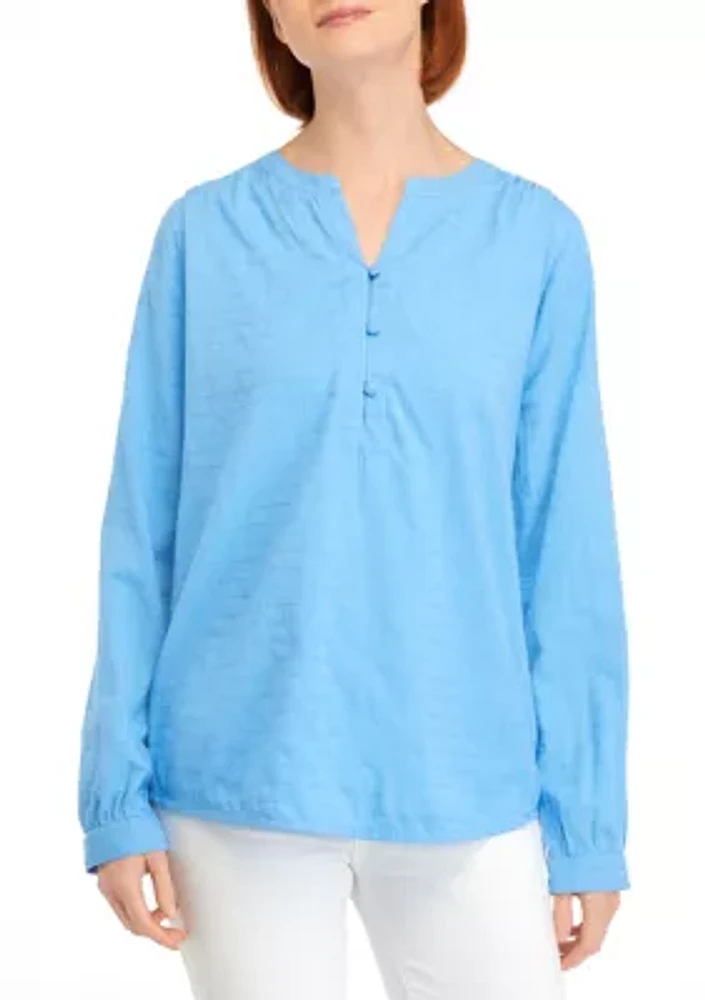 Women's Textured Peasant Top