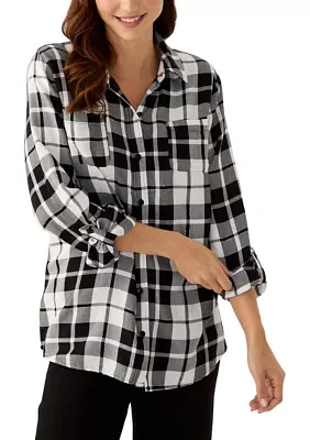 Women's Long Sleeve Plaid Flannel Shirt