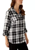 Women's Long Sleeve Plaid Flannel Shirt