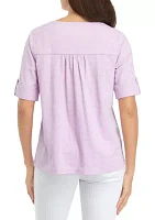 Women's Elbow Sleeve Henley Shirt