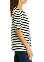 Women's Stripe Lace Up Top