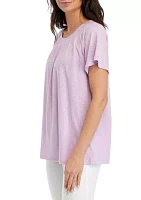 Women's Short Sleeve Smock Neck Top