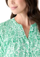 Women's Printed Smocked Top