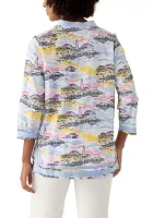 Women's 3/4 Sleeve Kurta Woven Printed Top