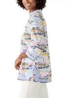 Women's 3/4 Sleeve Kurta Woven Printed Top